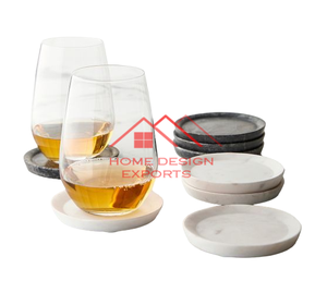 Home Hotels Nasting Table Decor Use at Wholesale Price <b>White</b> Italian Set of 4 Marble <b>Coasters</b> - Product Image 2