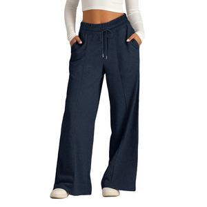 Pantalones de chándal holgados de gimnasio rectos Unisex pantalones de chándal de pierna ancha holgados acampanados de algodón en blanco de gran tamaño para mujer 2026 - Product Image 2
