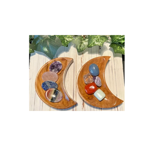 Bandeja de Luna y estrella de madera para decoración de bandeja de madera de cristal para exhibición de piedras para color negro natural - Product Image 6