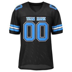 Maillots de football américain personnalisés Clubwear vêtements de sport OEM tissu de maille de polyester séchage rapide manches rayures sublimation Logo numéros - Product Image 3
