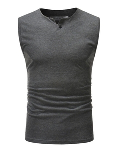 Alta calidad 95% algodón 5% Elastano sin mangas Muscle Tee hombres escote redondeado Athletic Fit Plain White Workout Tank Top - Product Image 4