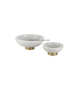 Bol en marbre élégant fabriqué à la main pour un décor traditionnel moderne avec une base en métal parfait pour les accents de table à manger ou de comptoir de cuisine - Product Image 6