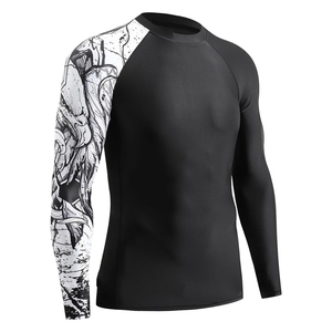 Protectores de erupción de alta calidad para hombres Manga en blanco personalizada Impreso Bjj Wear Cuello redondo Dry Fit Rash Guards a precios muy razonables - Product Image 2