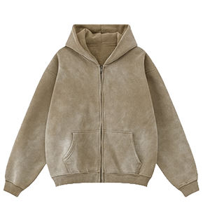 Sudadera con Capucha y Cremallera para Hombre, Lavado Ácido, Estilo Urbano, Algodón Grueso, Fabricación Directa de Fábrica OEM ODM - Product Image 5