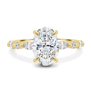 Brillant ovale coupe laboratoire cultivé diamant Halo Solitaire anneaux Premium anneaux de mariage à la mode 18K or massif anneaux personnalisés - Product Image 1