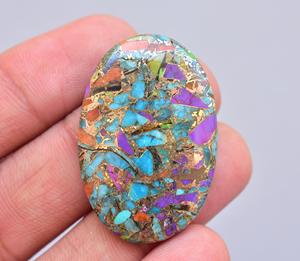 Perles de pierres précieuses naturelles turquoises, perles pour bijoux, ornements de pierres précieuses bronzées, de hauteur orange, vert et noir - Product Image 3