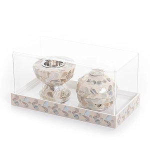 Precioso juego de quemador de incienso de nácar MOP Inlay Tray Set Burner Box Handcrafted Mother Of Pearl Bakhoor Burner Tray Set - Product Image 5