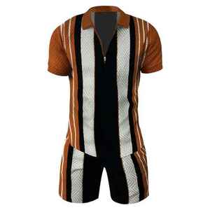 Ensemble deux pièces pour homme, survêtement streetwear à manches courtes, t-shirt personnalisé et short, dernier design, couleur unie, coton-polyester respirant, haut - Product Image 1