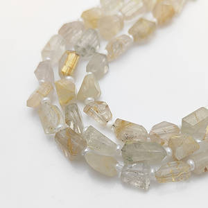 Perles de rutile doré 10-12 mm, perles en forme de pépites facettées, brin de perles fait à la main, fabrication de bijoux en vrac, 18-20 perles sur un brin de 8 pouces - Product Image 1