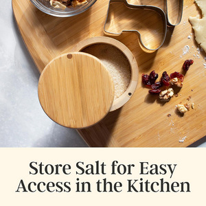 Nhà bếp lưu trữ container muối tre hầm với nắp xoay cấp thực phẩm & chống bụi cho nhà bếp Countertop - Product Image 2