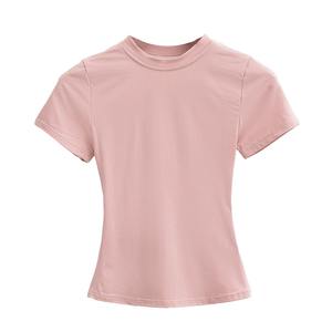 Camiseta de Algodón 100% de Alta Calidad para Mujer, Talla Grande, Cuello Redondo, Media Manga, Informal, Tejida, con Logotipo Estampado, Tejido Transpirable - Product Image 4