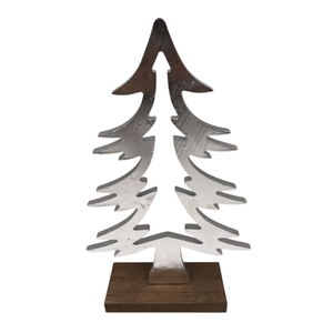 Escultura de árbol de Navidad de Metal de último diseñador con Base de madera Diseño moderno hecho a mano para decoración navideña festiva - Product Image 1