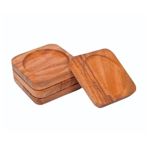 Sous-verre en bois de noyer de style unique de forme carrée pour la maison et l'hôtel Sous-verres de service de tasse à thé et à café de table - Product Image 3