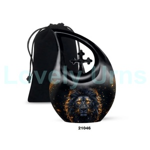Venta caliente gran lágrima gota León cremación urna para cenizas de adultos urna cruzada decorativa con bolsa de terciopelo gratis - Product Image 6