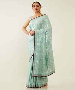 Saree femmes portent Sari meilleur prix tenue de fête avec une belle pièce de chemisier indien adultes soutien 500 inde et Pakistan vêtements rouges et beiges - Product Image 3