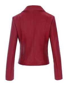 Nueva y elegante chaqueta de cuero para mujer de Color sólido corto de invierno de la mejor calidad de cuero genuino a prueba de viento transpirable ecológico - Product Image 2