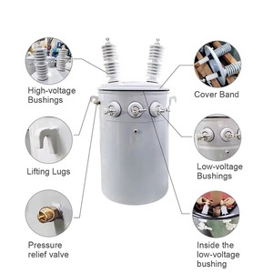 省エネ小型企業向け軽量50KVA 6KV単相IEC UL耐腐食性ポールマウント変圧器 - Product Image 2