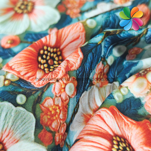 Tissu en soie 100D à impression numérique, motif floral 3D, matière douce, respirante et lisse, OEM et ODM - Product Image 4