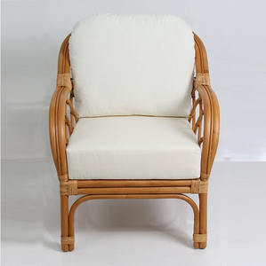 Natural Brown UV-Resistant PE Rattan One Seat <b>Garden</b> Sofa <b>Waterproof</b> <b>Cushion</b> Outdoor Furniture Minimalist Design Farmhouse - Product Image 2