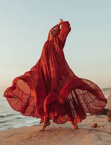 Robe maxi bohème douce pour femmes, manches cloche, boutonnée, coupe régulière, 100% coton, taille naturelle, été, plage - Product Image 6