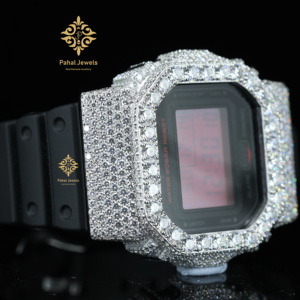 Bisel de Reloj DW5600 Estilo Hip Hop con Incrustaciones de Diamantes de Moissanita de Lujo, Pasa el Test de Diamantes, Plata 925, Certificado VVS GRA - Product Image 5