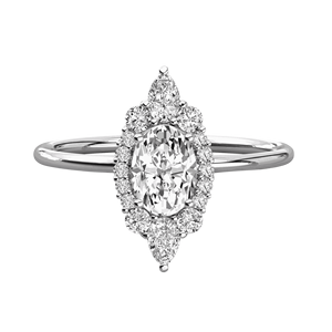 Alliance de mariage avec halo de diamants ovales, ronds et en forme de poire - Product Image 3