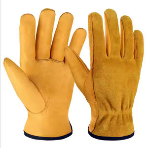 Guantes de conductor de cuero de piel de cabra sin forro de seguridad industrial, guantes de trabajo compatibles con pantalla táctil para acero de construcción - Product Image 2