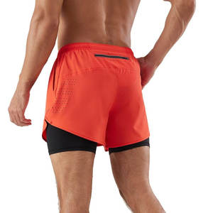 กางเกงขาสั้นออกกำลังกายแบบ2 in 1สำหรับผู้ชายประกอบด้วยกางเกงรัดรูปด้านในและชั้นนอกแห้งเร็วเพื่อความสบายสูงสุด - Product Image 4