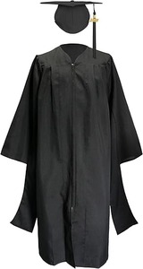 Toga y Birrete de Graduación, Toga de Maestría Mate con Borla, Amuleto del Año 2025 y 2026, Negro - Product Image 4