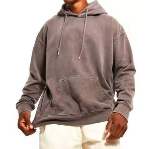 OEM personnalisé de haute qualité surdimensionné poids lourd sweat à capuche pour homme denim vintage zippé soleil délavé en détresse acidwashed sweat à capuche - Product Image 2