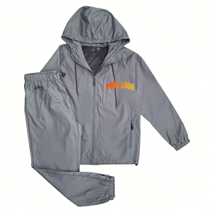 Nueva llegada de las mujeres Slim Fit Plus Size Maternidad Fitness Chándal Sudadera con capucha Pantalones con cremallera de dos piezas 100% algodón a prueba de viento - Product Image 4