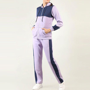 ขายตรงจากโรงงาน ชุดลำลองฤดูหนาวคุณภาพสูงสำหรับผู้หญิง ชุดเซ็ต 2 ชิ้นแบบมีฮู้ด สกรีนโลโก้ได้ ระบายอากาศ แห้งเร็ว สีพื้น - Product Image 4