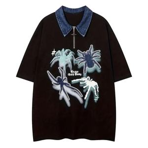 Camiseta Personalizada de Estilo Urbano Y2K para Hombre, con Cierre, 100% Algodón, Lavado Ácido, Manga Larga, Diseño Sólido, Secado Rápido - Product Image 1