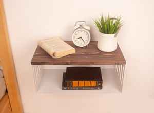 Table de chevet flottante moderne en bois massif fait à la main 2 tiroirs Design écologique pour chambre salon bureau à domicile - Product Image 5