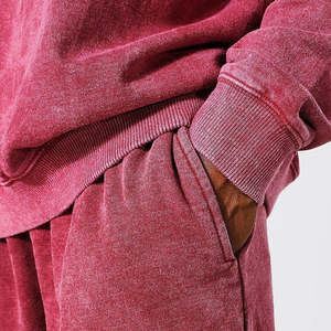 Jogging personnalisé délavé à l'acide pour hommes, taille haute, streetwear, cordon élastique, molleton, grande taille, style décontracté, design vierge personnalisé - Product Image 3