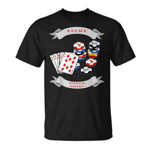 Camiseta Lucky Poker negra para hombre, ropa informal para regalo de juegos - Product Image 2