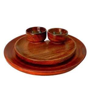 Juego de platos de comida de madera maciza, paquete de vajilla de madera de acacia, juego de platos para 25 looks únicos - Product Image 5