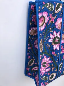 Venta directa de fábrica elegante bolso de mano de lino bloque de mano impreso acolchado de algodón suave bolso de noche acolchado - Product Image 4