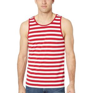 OEM Logo Personnalisé Broderie Impression Hommes Grande Taille Débardeurs Conception Rayée Coton Polyester Respirant Tricoté Prix Pas Cher - Product Image 1