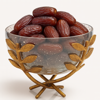 Dernier bol de date de piédestal en argent fabriqué à la main avec olivier doré plat de fruits secs islamique pour Iftar Ramadan et décoration intérieure