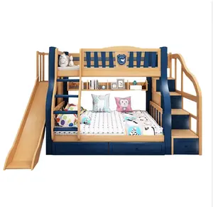 Solid Wooden Bunk Bed with Stairway bedroom furniture