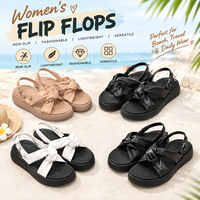 Sandales plates d'été à brides nouées pour femme, plateforme respirante, semelle en PVC, bout ouvert, commande en gros