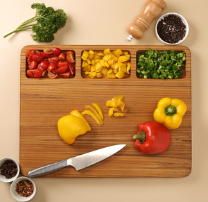 Tabla de cortar de verduras de madera para almacenamiento, superficie de corte decorativa elegante con hermosa veta de madera disponible a precio mayorista - Product Image 1