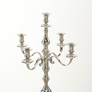 Candelabro de Aluminio Plateado de 5 Brazos, Ideal para Decoración Romántica de Bodas, Hoteles, Navidad, Cumpleaños, San Valentín - Product Image 1