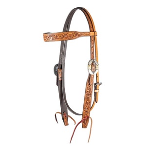 Stalle de tête de bride occidentale en cuir pur de produit de cheval confortable de haute qualité - Product Image 1