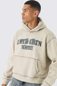 Sweat à capuche surdimensionné Boxy contrasté avec éclaboussures de peinture tonale pour homme fabriqué au Pakistan - Product Image 3