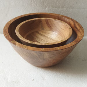 Bol de service à salade en bois prix usine accepter bol de soupe aux fruits et fruits secs en bois d'acacia rond personnalisé pour ustensile de cuisine - Product Image 3