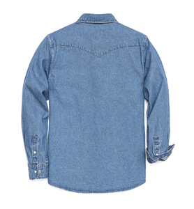 Chemises en denim doux en spandex/coton pour hommes, design personnalisé, coupe ajustée décontractée, boutons recouverts, printemps, écologiques, anti-froissement - Product Image 6