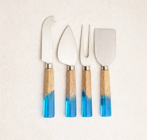 Elegant Stainless Steel <b>Blades</b> Cheese <b>Knife</b> Set Wood Resin Handles Eco-Friendly Dishwasher Safe for Stylish Serving Gifting Use - Product Image 2