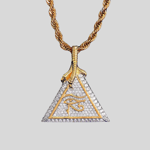 Pendentif en moissanite triangulaire glacé avec symbole de l'œil, couleur D VVS, argent 925 plaqué or, bijoux hip-hop, OEM ODM en gros - Product Image 1
